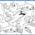 Раскраска Розы: семья акул